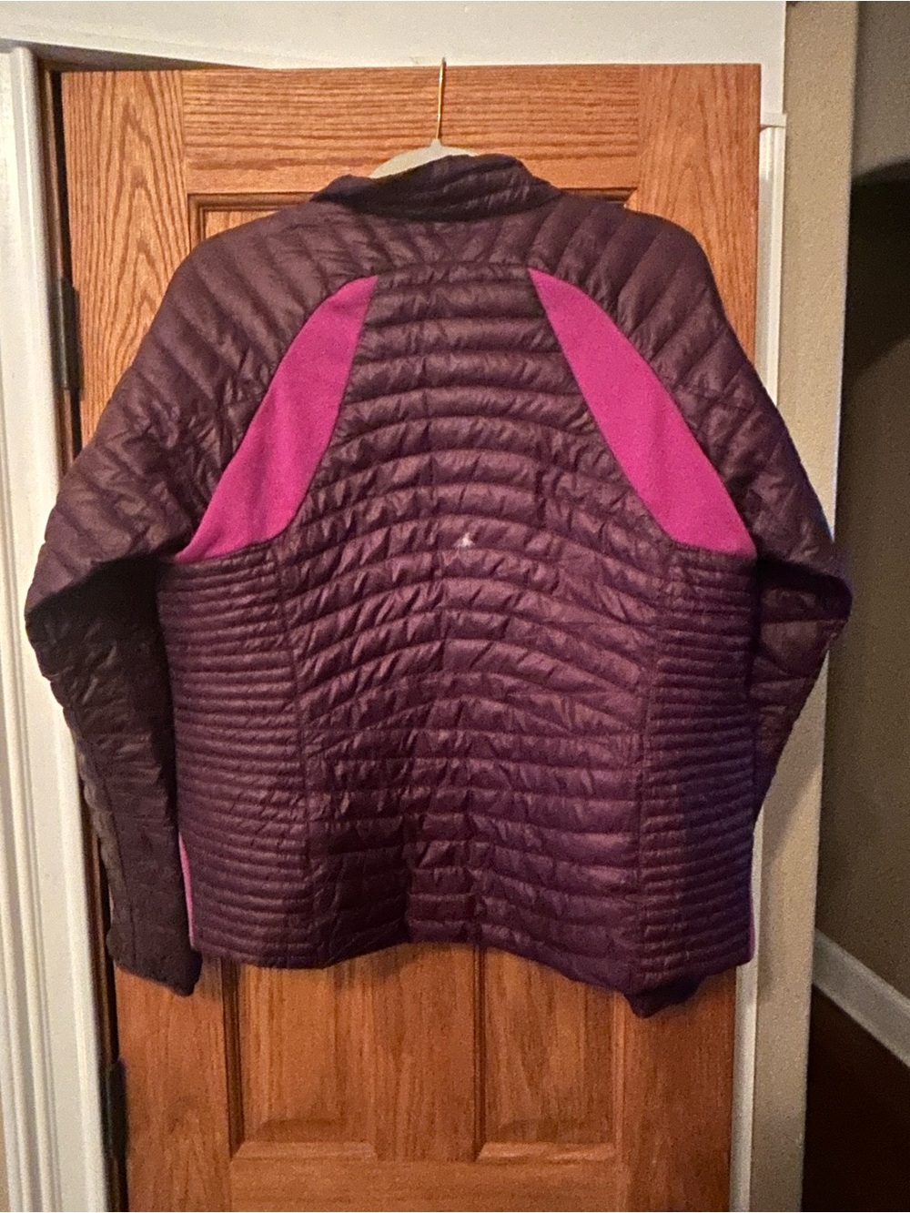 Eddie Bauer Quilted Purple Puffer with Pink Panels